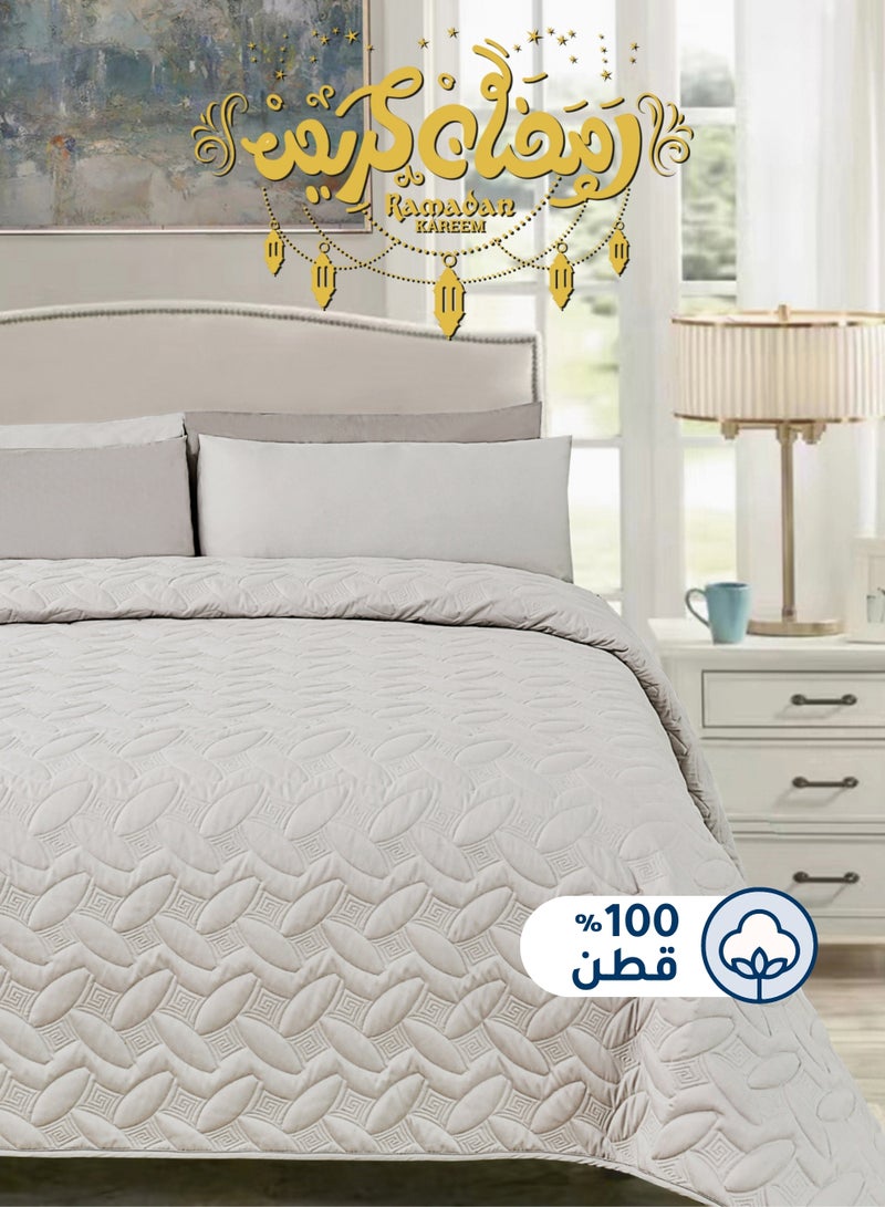 Master Home Textile 4Piece Cotton Bedspread Set Fits 200 x 200 cm Double Size Bed King Size Compressed Comforter Set Elmira Series - Image 1